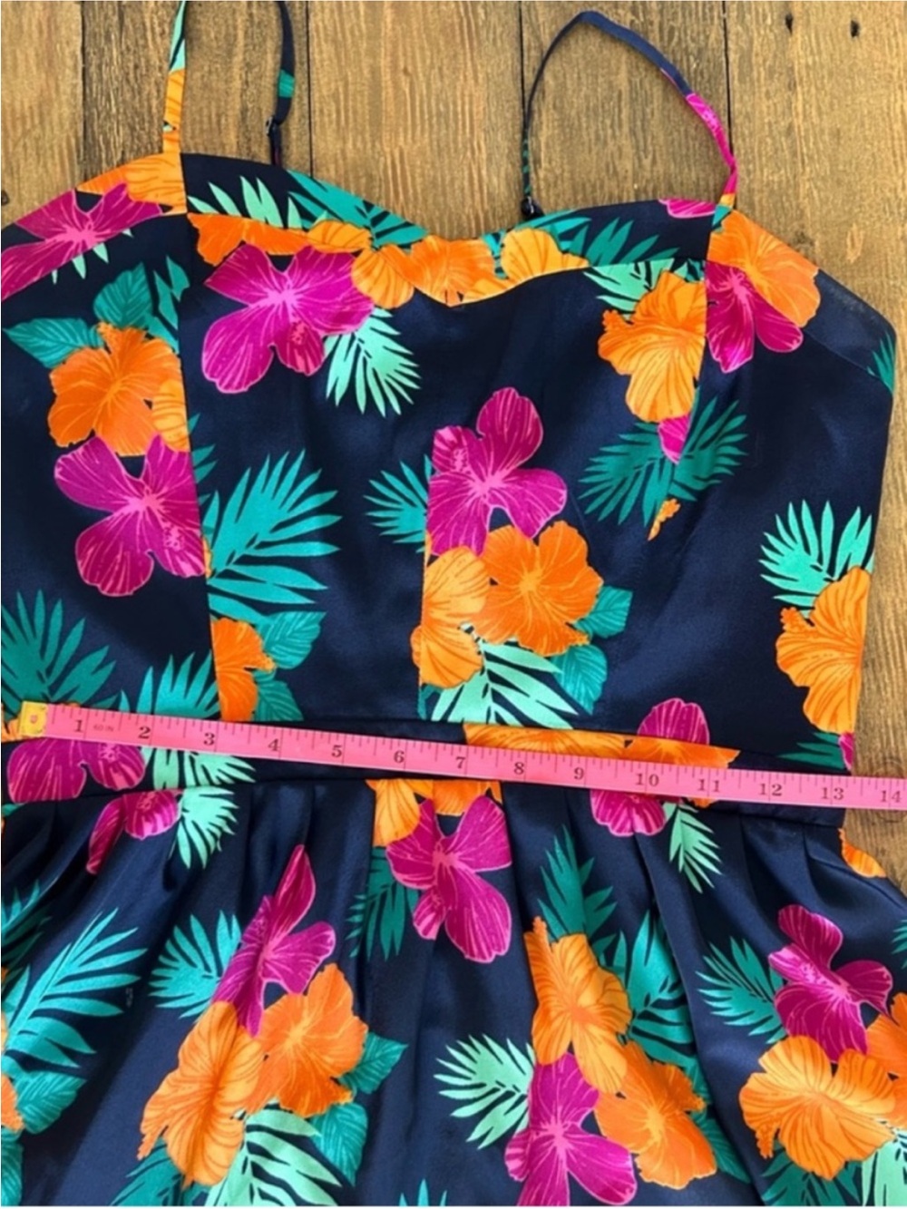 GAP Navy Floral Spaghetti-Strap Sundress with Orange & Pink Blooms - Picture 4 of 5